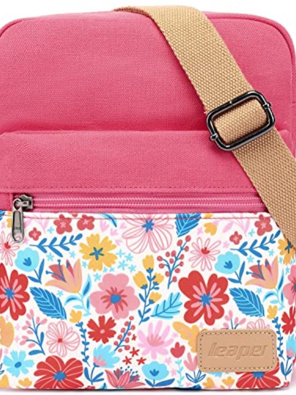 Canvas Crossbody Bag Set Embroidered Floral Messenger Purse Hands-Free